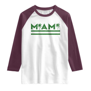 Retro Miami Palm Tree Raglan Shirt Vintage South Florida Pride Distressed Orange and Green TS02 White Maroon Print Your Wear