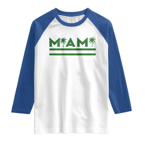 Retro Miami Palm Tree Raglan Shirt Vintage South Florida Pride Distressed Orange and Green TS02 White Royal Print Your Wear