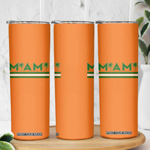 Retro Miami Palm Tree Skinny Tumbler Vintage South Florida Pride Distressed Orange and Green TS02 Print Your Wear