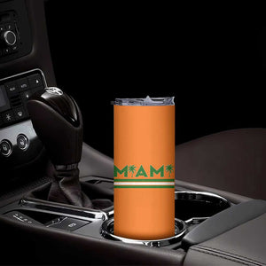 Retro Miami Palm Tree Skinny Tumbler Vintage South Florida Pride Distressed Orange and Green TS02 Print Your Wear
