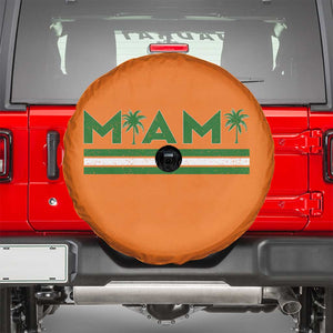 Retro Miami Palm Tree Spare Tire Cover Vintage South Florida Pride Distressed Orange and Green TS02 Orange Print Your Wear