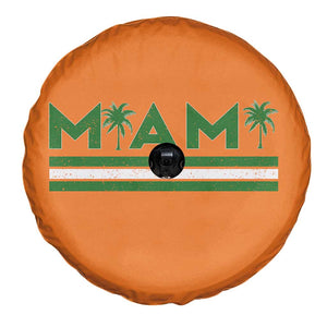 Retro Miami Palm Tree Spare Tire Cover Vintage South Florida Pride Distressed Orange and Green TS02 Print Your Wear