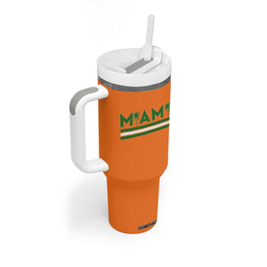 Retro Miami Palm Tree Tumbler With Handle Vintage South Florida Pride Distressed Orange and Green TS02 Print Your Wear