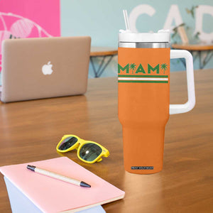 Retro Miami Palm Tree Tumbler With Handle Vintage South Florida Pride Distressed Orange and Green TS02 Print Your Wear