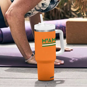 Retro Miami Palm Tree Tumbler With Handle Vintage South Florida Pride Distressed Orange and Green TS02 Print Your Wear