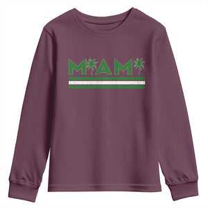 Retro Miami Palm Tree Youth Sweatshirt Vintage South Florida Pride Distressed Orange and Green TS02 Maroon Print Your Wear