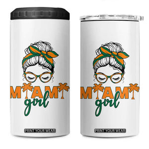 Miami Girl Messy Bun Bandana 4 in 1 Can Cooler Tumbler South Florida Pride Palm Trees TS02 One Size: 16 oz White Print Your Wear