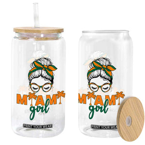 Miami Girl Messy Bun Bandana Glass Can South Florida Pride Palm Trees TS02 Print Your Wear