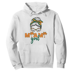 Miami Girl Messy Bun Bandana Hoodie South Florida Pride Palm Trees TS02 White Print Your Wear