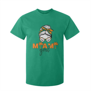 Miami Girl Messy Bun Bandana T Shirt For Kid South Florida Pride Palm Trees TS02 Irish Green Print Your Wear