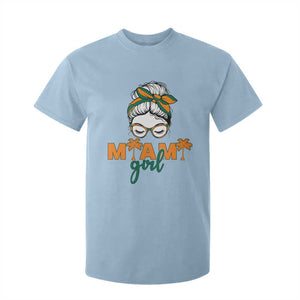 Miami Girl Messy Bun Bandana T Shirt For Kid South Florida Pride Palm Trees TS02 Light Blue Print Your Wear