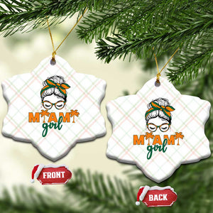 Miami Girl Messy Bun Bandana Ceramic Ornament South Florida Pride Palm Trees TS02 Print Your Wear