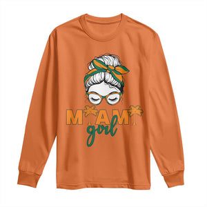 Miami Girl Messy Bun Bandana Long Sleeve Shirt South Florida Pride Palm Trees TS02 Orange Print Your Wear