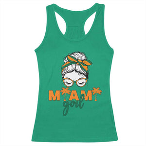 Miami Girl Messy Bun Bandana Racerback Tank Top South Florida Pride Palm Trees TS02 Irish Green Print Your Wear
