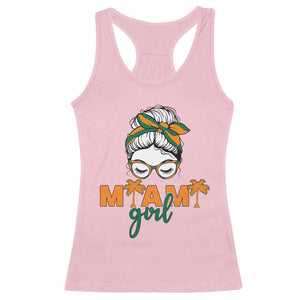 Miami Girl Messy Bun Bandana Racerback Tank Top South Florida Pride Palm Trees TS02 Light Pink Print Your Wear