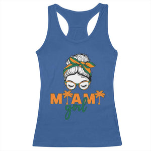 Miami Girl Messy Bun Bandana Racerback Tank Top South Florida Pride Palm Trees TS02 Royal Blue Print Your Wear