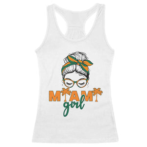 Miami Girl Messy Bun Bandana Racerback Tank Top South Florida Pride Palm Trees TS02 White Print Your Wear