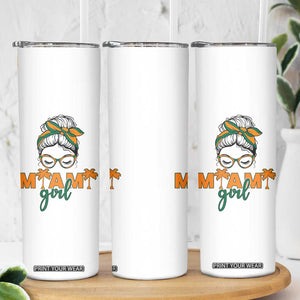 Miami Girl Messy Bun Bandana Skinny Tumbler South Florida Pride Palm Trees TS02 Print Your Wear