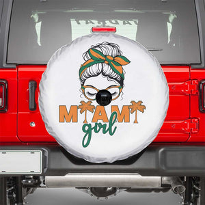 Miami Girl Messy Bun Bandana Spare Tire Cover South Florida Pride Palm Trees TS02 White Print Your Wear