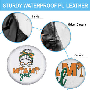 Miami Girl Messy Bun Bandana Spare Tire Cover South Florida Pride Palm Trees TS02 Print Your Wear