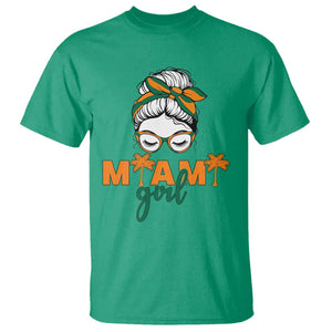 Miami Girl Messy Bun Bandana T Shirt South Florida Pride Palm Trees TS02 Irish Green Print Your Wear