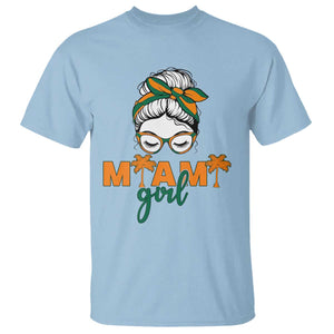 Miami Girl Messy Bun Bandana T Shirt South Florida Pride Palm Trees TS02 Light Blue Print Your Wear