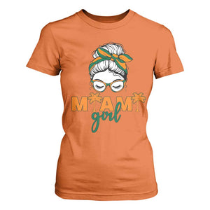 Miami Girl Messy Bun Bandana T Shirt For Women South Florida Pride Palm Trees TS02 Orange Print Your Wear