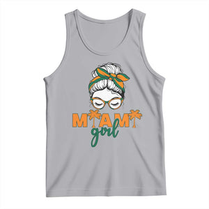 Miami Girl Messy Bun Bandana Tank Top South Florida Pride Palm Trees TS02 Athletic Heather Print Your Wear