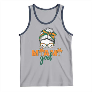 Miami Girl Messy Bun Bandana Tank Top South Florida Pride Palm Trees TS02 Athletic Heather Navy Print Your Wear