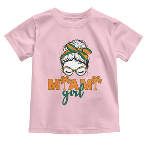 Miami Girl Messy Bun Bandana Toddler T Shirt South Florida Pride Palm Trees TS02 Light Pink Print Your Wear
