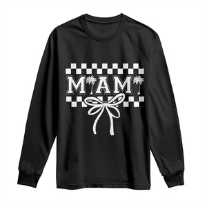 Preppy Miami Bow Aesthetic Long Sleeve Shirt Cute Checkered Palm Tree College Girl TS02 Black Print Your Wear