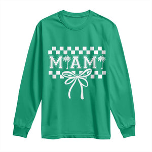 Preppy Miami Bow Aesthetic Long Sleeve Shirt Cute Checkered Palm Tree College Girl TS02 Irish Green Print Your Wear