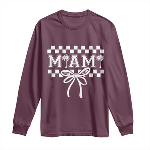 Preppy Miami Bow Aesthetic Long Sleeve Shirt Cute Checkered Palm Tree College Girl TS02 Maroon Print Your Wear