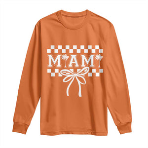 Preppy Miami Bow Aesthetic Long Sleeve Shirt Cute Checkered Palm Tree College Girl TS02 Orange Print Your Wear