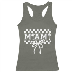 Preppy Miami Bow Aesthetic Racerback Tank Top Cute Checkered Palm Tree College Girl TS02 Military Green Print Your Wear