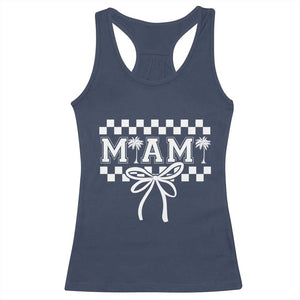 Preppy Miami Bow Aesthetic Racerback Tank Top Cute Checkered Palm Tree College Girl TS02 Navy Print Your Wear