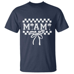 Preppy Miami Bow Aesthetic T Shirt Cute Checkered Palm Tree College Girl TS02 Navy Print Your Wear