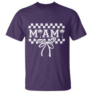 Preppy Miami Bow Aesthetic T Shirt Cute Checkered Palm Tree College Girl TS02 Purple Print Your Wear