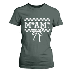 Preppy Miami Bow Aesthetic T Shirt For Women Cute Checkered Palm Tree College Girl TS02 Dark Forest Green Print Your Wear