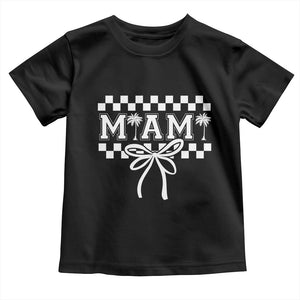 Preppy Miami Bow Aesthetic Toddler T Shirt Cute Checkered Palm Tree College Girl TS02 Black Print Your Wear