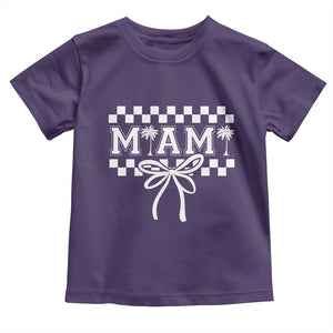Preppy Miami Bow Aesthetic Toddler T Shirt Cute Checkered Palm Tree College Girl TS02 Purple Print Your Wear