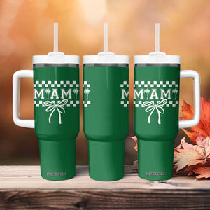 Preppy Miami Bow Aesthetic Tumbler With Handle Cute Checkered Palm Tree College Girl TS02 Print Your Wear