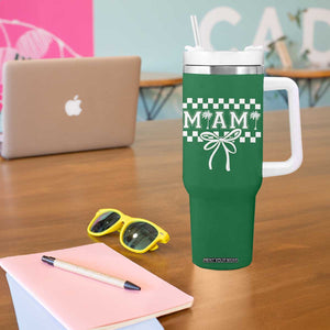 Preppy Miami Bow Aesthetic Tumbler With Handle Cute Checkered Palm Tree College Girl TS02 Print Your Wear