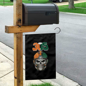 305 Football Warrior Skull Garden Flag Orange and Green Miami Vibes TS02 Print Your Wear