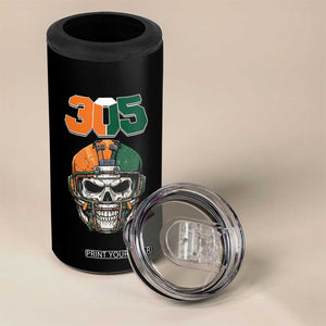 305 Football Warrior Skull 4 in 1 Can Cooler Tumbler Orange and Green Miami Vibes TS02 Print Your Wear