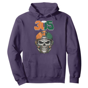 305 Football Warrior Skull Hoodie Orange and Green Miami Vibes TS02 Purple Print Your Wear