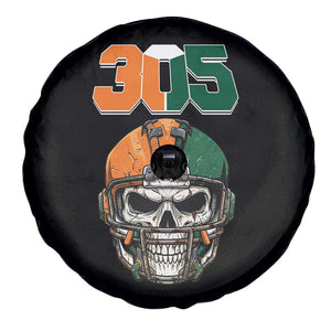 305 Football Warrior Skull Spare Tire Cover Orange and Green Miami Vibes TS02 Print Your Wear