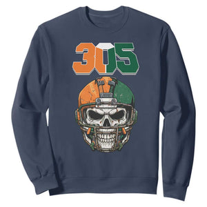 305 Football Warrior Skull Sweatshirt Orange and Green Miami Vibes TS02 Navy Print Your Wear