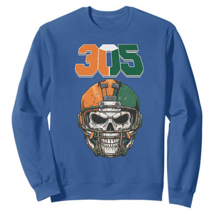 305 Football Warrior Skull Sweatshirt Orange and Green Miami Vibes TS02 Royal Blue Print Your Wear
