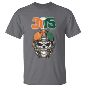 305 Football Warrior Skull T Shirt Orange and Green Miami Vibes TS02 Charcoal Print Your Wear